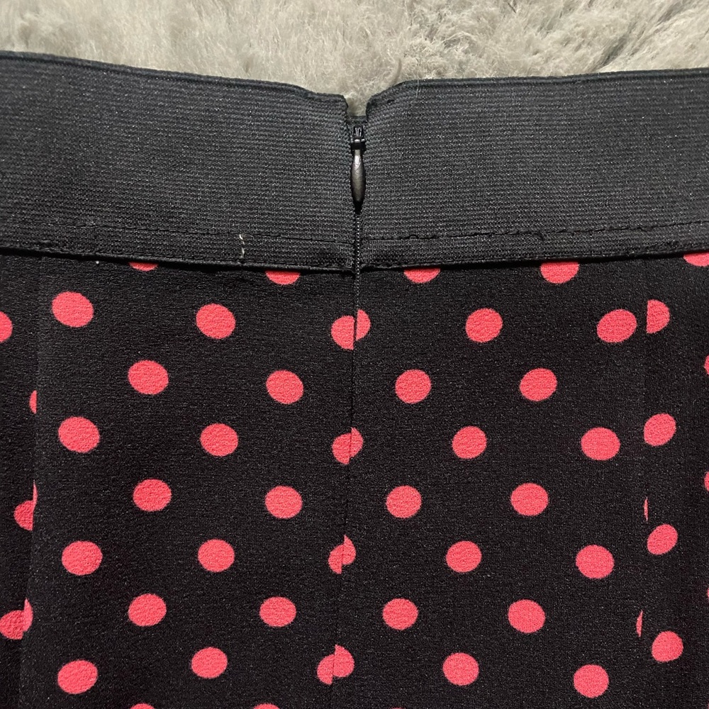 NY&C Black and Pink Polka dot midi flare skirt - Picture 2 of 4